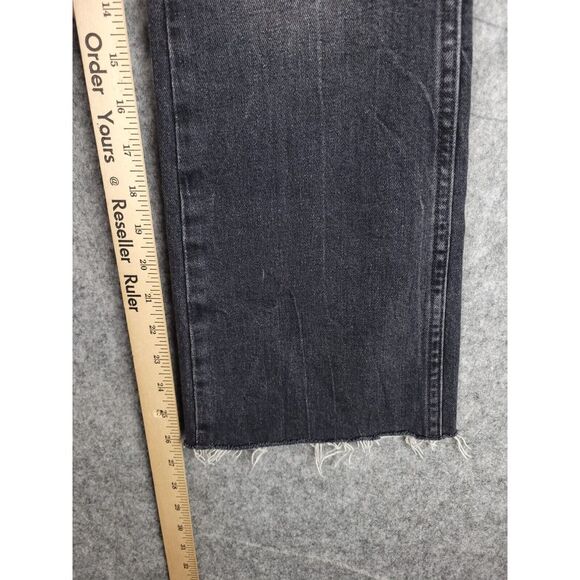 AMO Kick Crop Jeans Women's 24 (27 x 26) Bootcut Crop Raw Hem Black Faded NWT - Picture 8 of 9